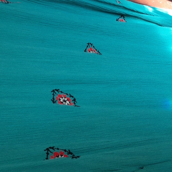 Sundance sz M pit 19 inches maxi dress with embroidery sea foam green color - Picture 11 of 11